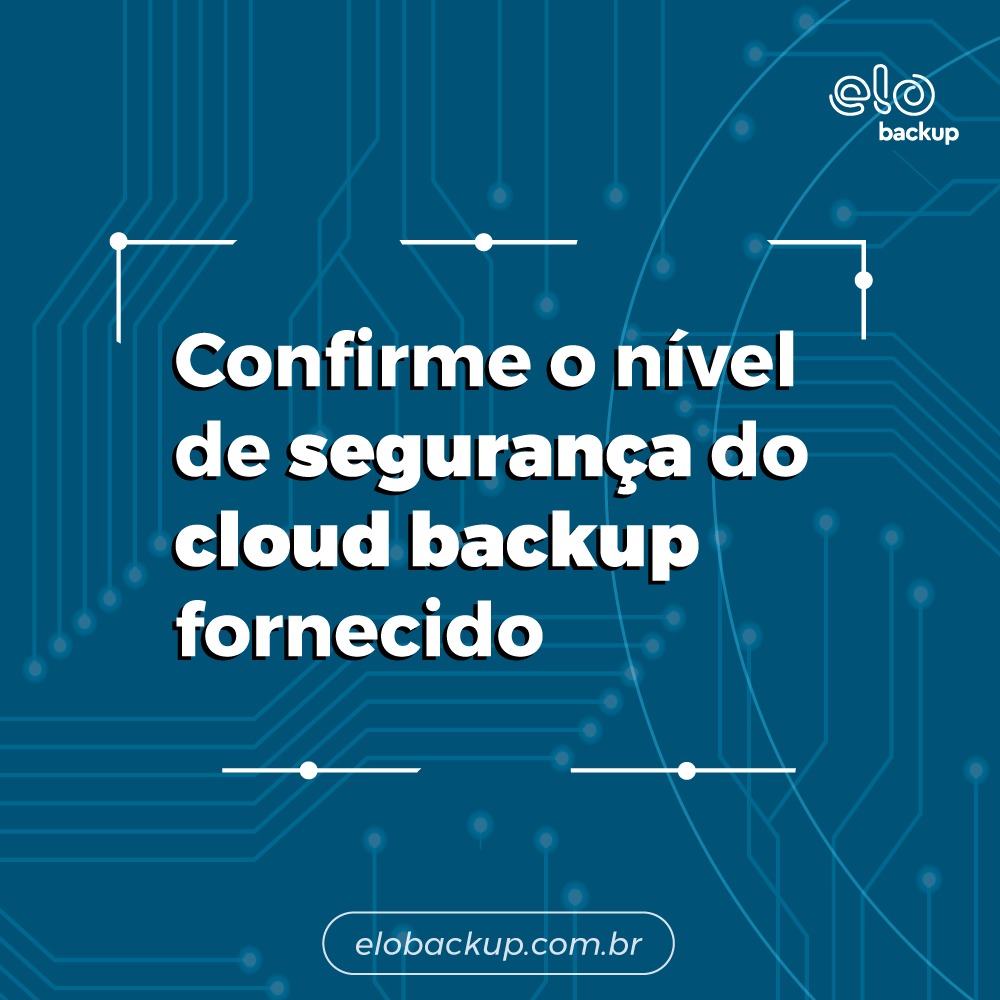 Confirme o nível de segurança do cloud backup fornecido